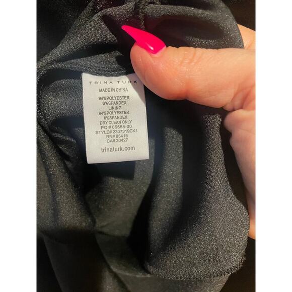 New Trina Turk one shoulder black mini cocktail dress size 4 - Picture 9 of 10